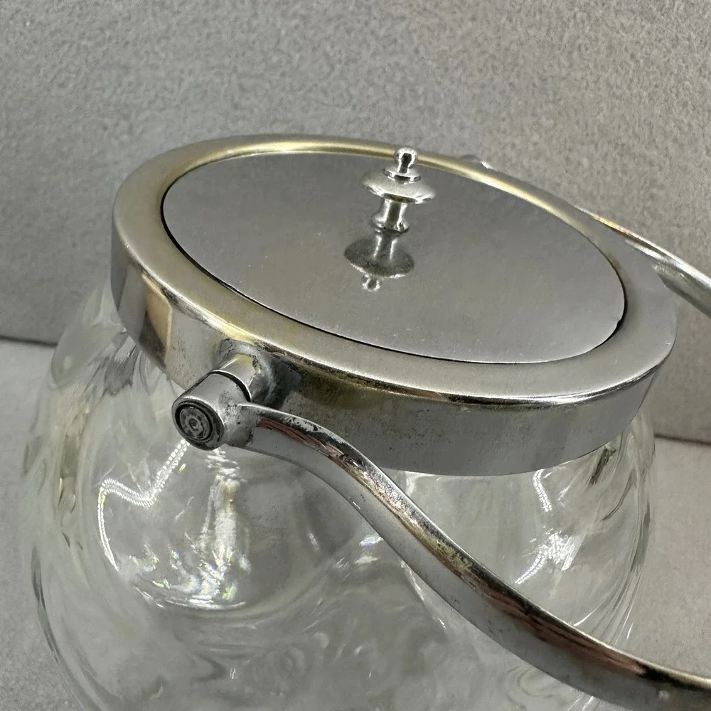 Vintage‎ Glass Ice Bucket Biscuit Jar Swirl Design Barware